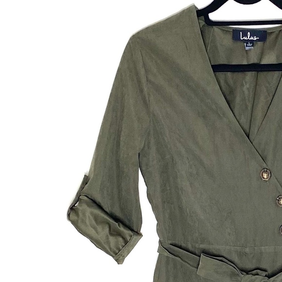 LULU’s Pull Me Close Green Suede Button-Up Dress - Picture 4 of 13